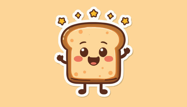 Cute Happy Toast Character Sticker