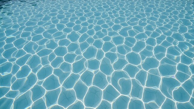 Clear turquoise swimming pool water with sparkling caustic light patterns