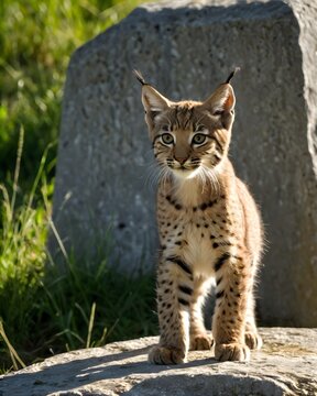 A  balkan lynx in a monolith field