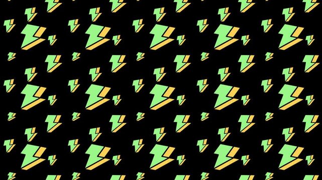 Abstract Geometric Lightning Bolt Pattern Seamless Digital Background, 4k Motion Loop	