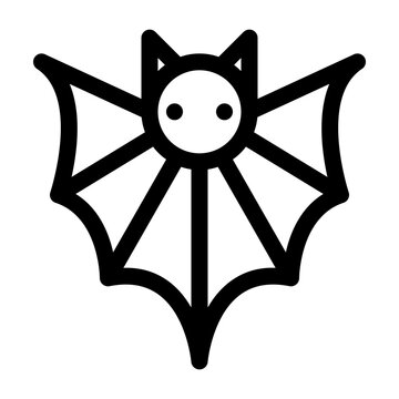 Bat Outline style flying bat attached to a web ideal for Halloween decorations spooky scenes and nocturnal themed projects 
