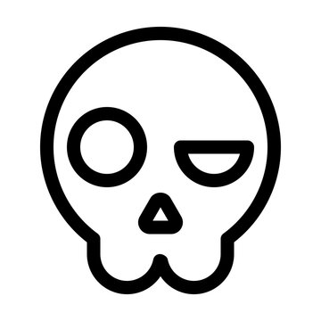 Skull Outline style simple human skull with hollow eyes and nose ideal for Halloween horror themes spooky decorations and gothic projects 