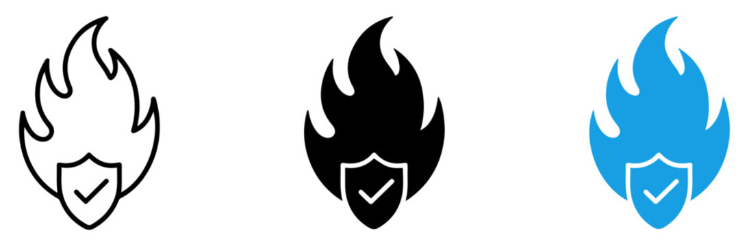secure fire shield safety icon