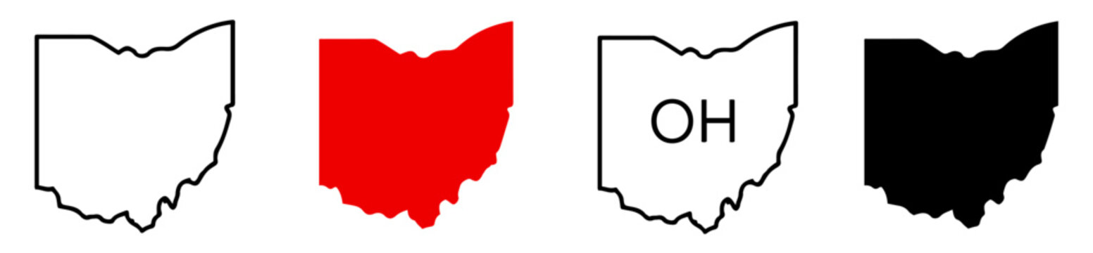 ohio map icon set vector