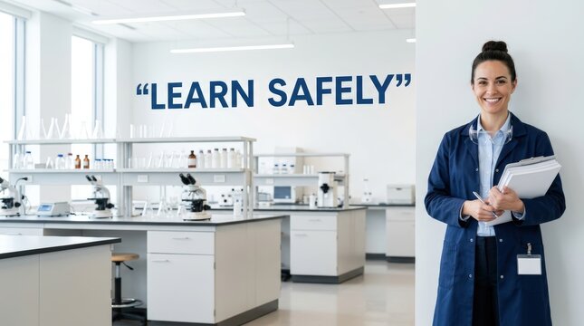 Female lab training coordinator smiling in modern laboratory