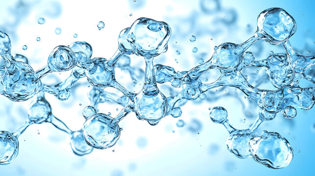 Abstract blue molecular structure grid on a light glowing background