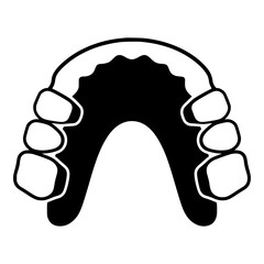 Orthodontic Retainer on Upper Dental Arch, Top View Black Silhouette for Dentist and Orthodontics Clinic Branding © Selda