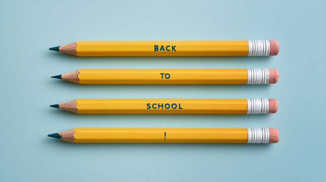 "Back to school" written on yellow pencils. 