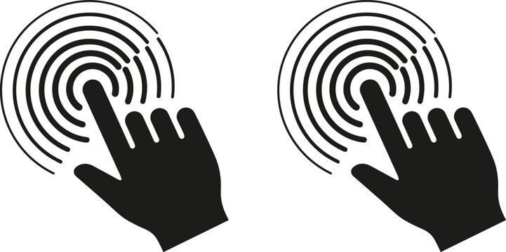 Hand Pointer Click Vector Set Touchscreen and Interactive Cursor Icons Isolated on White Background