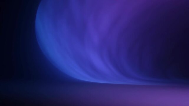 Soft swirling blue and purple gradient in minimalist abstract style on dark background, concept of calm motion and modern atmosphere