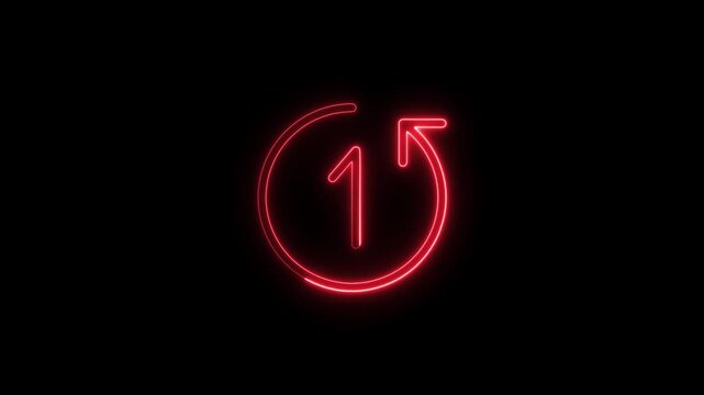 Red glowing one button with circular arrow