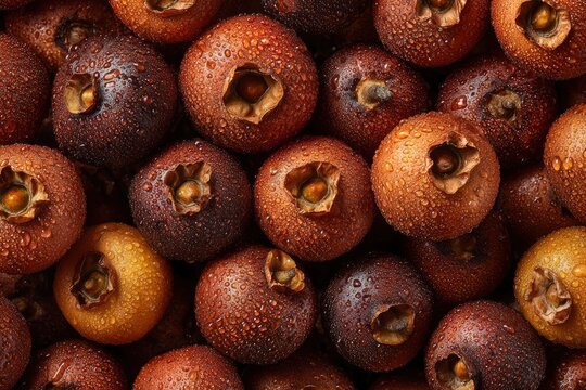 Fresh Medlar Fruits Dense Seamless Flat Lay Brown Texture