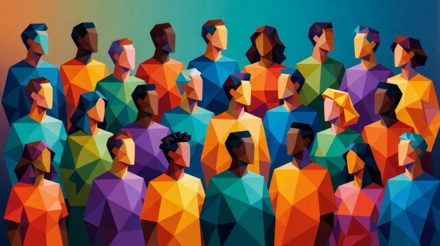 Diverse Crowd of Low Poly Geometric People