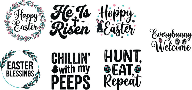 A collection of decorative typography designs for the mid autumn festival and easter holiday celebrations featuring various artistic lettering styles and festive seasonal