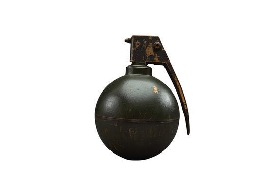 Dark spherical military hand grenade