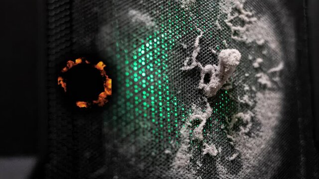 a thick layer of dust on the computer's system unit