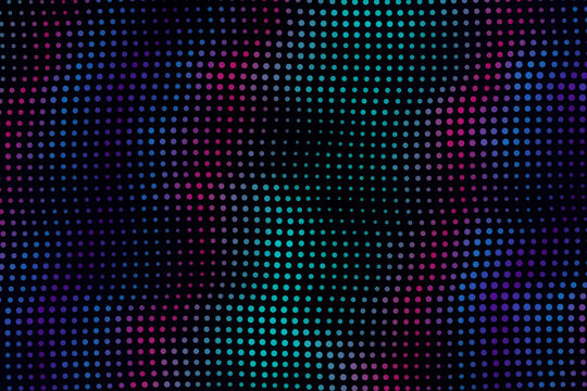 Vibrant neon magenta and cyan digital halftone dot pattern background for creative abstract web designs and modern tech