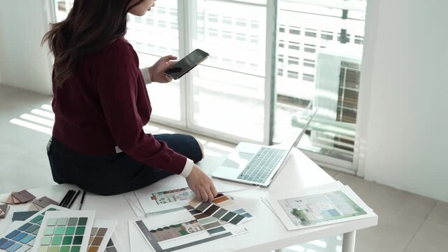Architect could develop a concept for the design house in modern office.