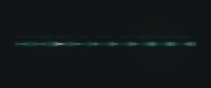 Cinematic widescreen cyan audio waveform anamorphic seamless loop