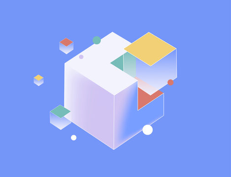 stacked geometric cubes with floating blocks &ndash; data structure