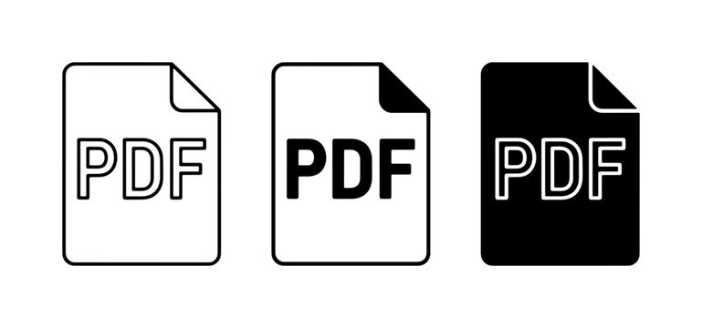 PDF Icons Set, Document File Format Symbols, Digital Information File Type Icons