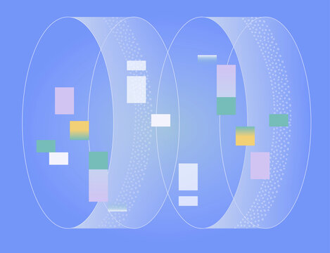 transparent data rings with digital blocks &ndash; concept of data flow
