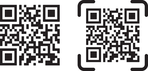 Fototapeta premium QR Code Scan Icons Set for Payments & Tickets 