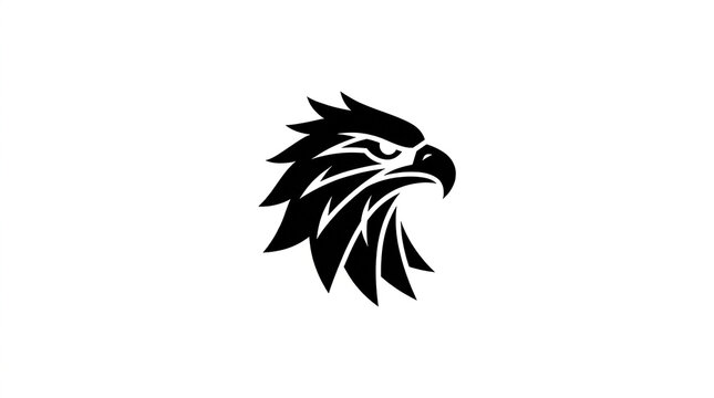 Minimalist black stylized eagle head emblem isolated against clean white background for modern branding identity