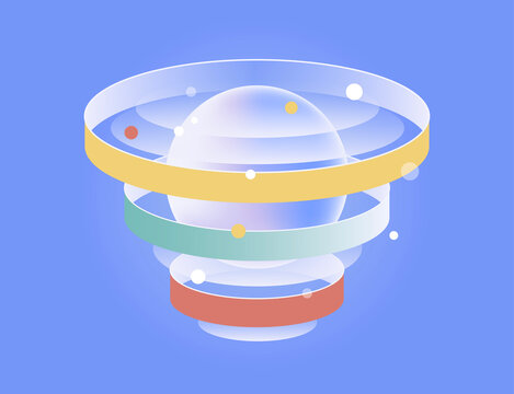 transparent layered rings with sphere &ndash; concept of data system