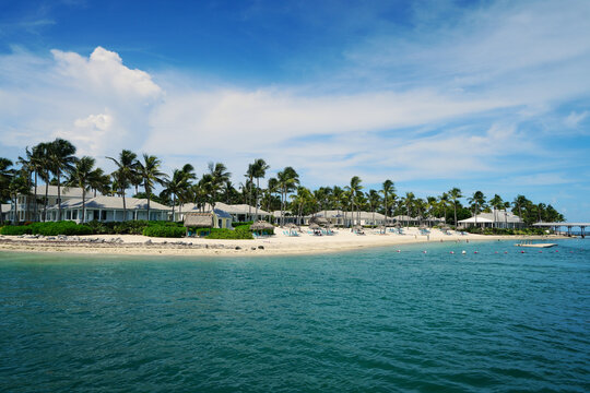 Tropical beach and rental cottages on Sunset Key near Key West, Florida