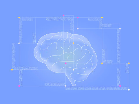 brain with connected digital nodes. concept of artificial intelligence