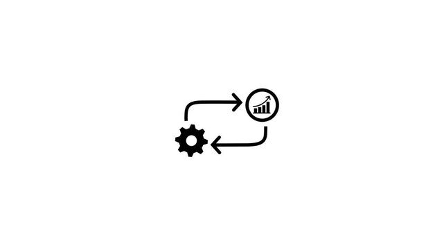 Financial management symbol, business management icon, business icon with gear while on white background