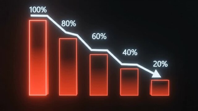 Red declining chart graph