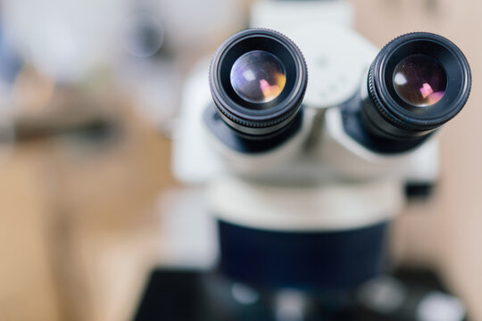 Close up of a Microscope in a Laboratory Setting
