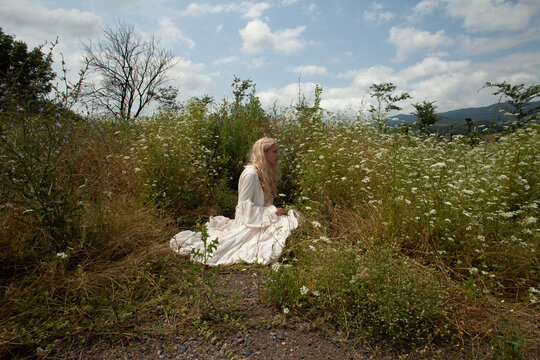 A woman in white dress 