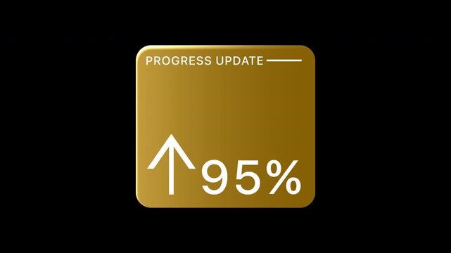 Animated progress update card with rising 95 percent