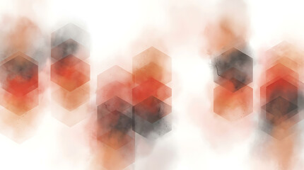 Naklejka premium Abstract geometric hexagon pattern red orange black watercolor style backdrop