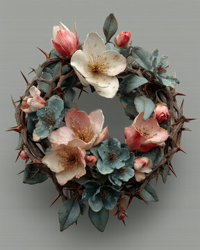 Crown of thrones with pastel flowers