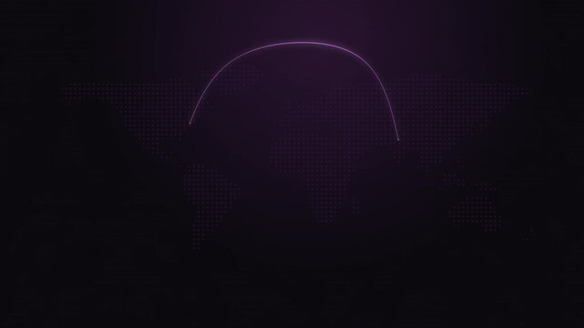 Violet pulse arc over a dot world map seamless loop