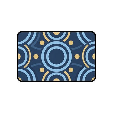 Abstract geometric membership card with blue and gold circular pattern design