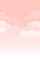 Fototapeta premium cute cloudy skyscape backdrop with hanging stars