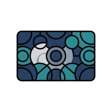 Abstract membership card design with blue and teal geometric circle pattern