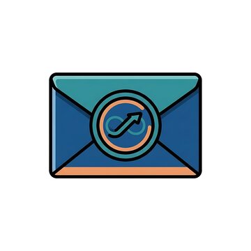 Financial transfer envelope icon with growth arrow symbol for digital banking