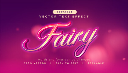 Fototapeta premium pink fairy cursive lettering text effect font on purple bokeh background