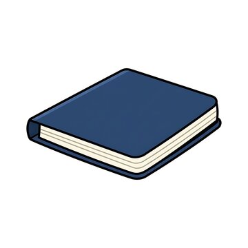 Blue closed notebook or diary icon in a simple flat vector illustration style