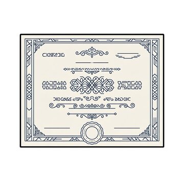 Blank share certificate template with vintage border and decorative frame design