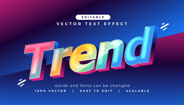 colorful 3d text effect trend font on blue gradient backdrop