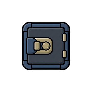 Vector illustration of a secure metal safe box for financial savings and protection.