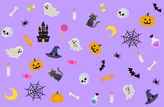 Cute Halloween Seamless Pattern with Pumpkin and Ghost