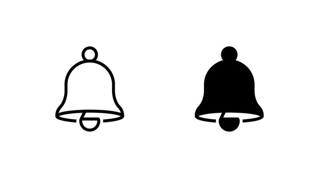 Notification bell icons isolated on transparent background